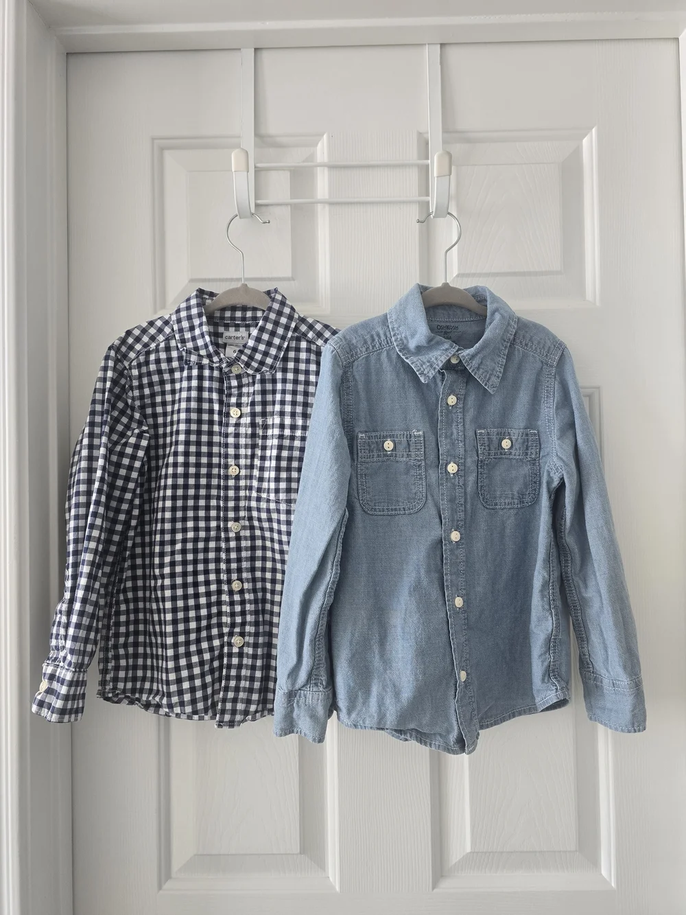 Carter's & OshKosh B'gosh Boys Button-Up Shirt Bundle Size 6 Blue Gingham Chambr